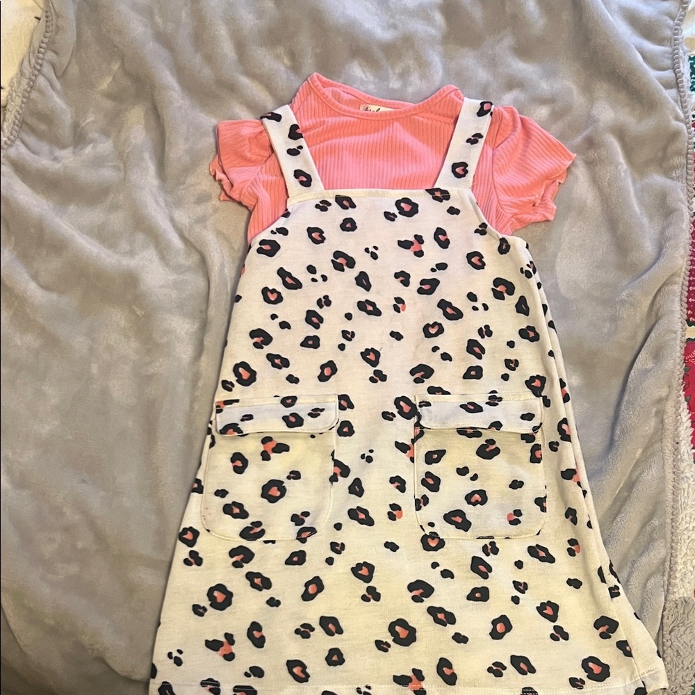 Soft Cheetah print dress with pink undershirt.